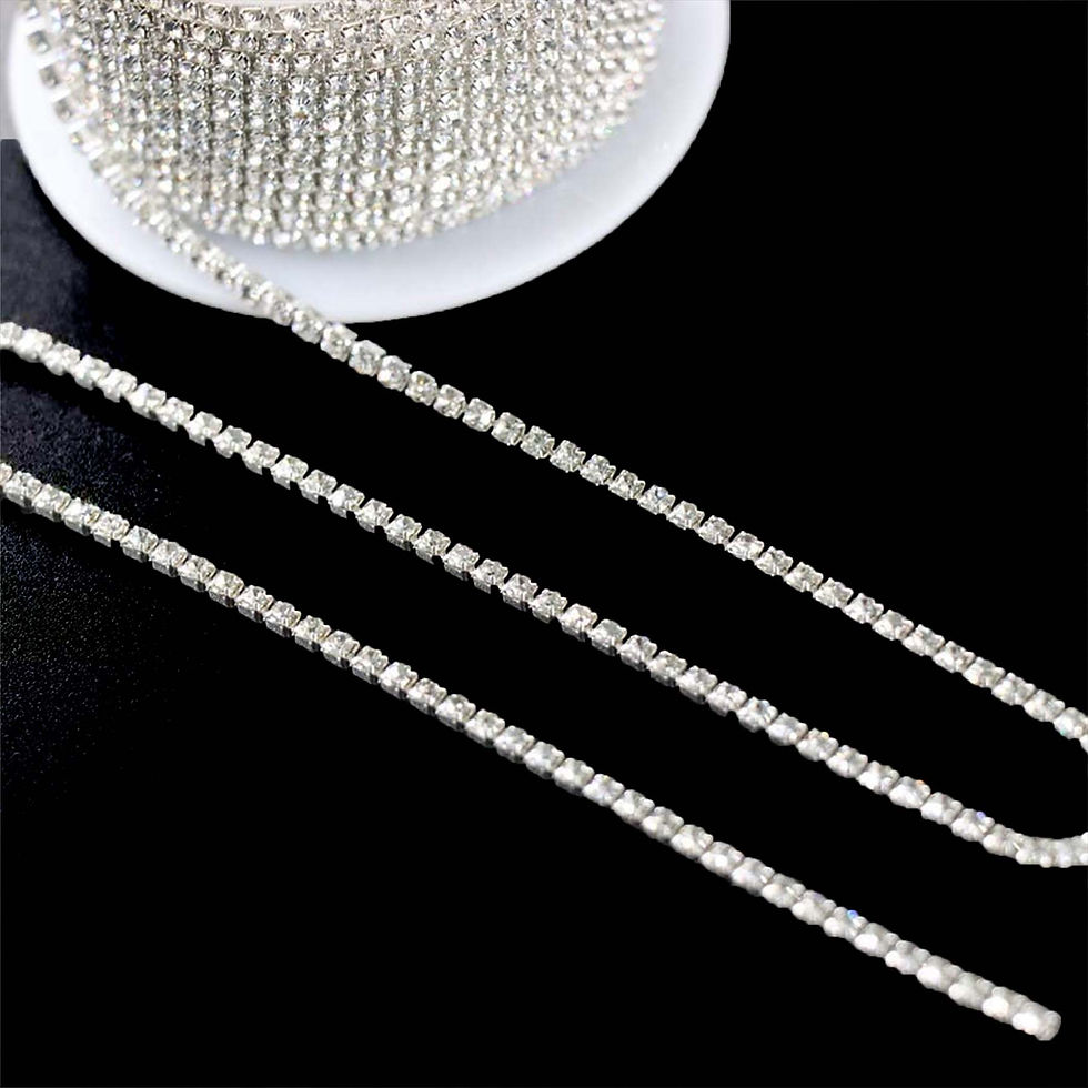 Thumbnail: Rhinestone Crystal 2.5mm Chain 10 Yards Close Chain Trim for Sewing Crafts