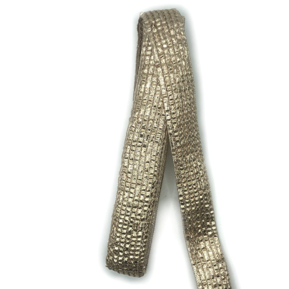 Thumbnail: 10Yards Golden Shiny 3.5CM Wide Border Lace Ribbon Trim for Crafts Sewing