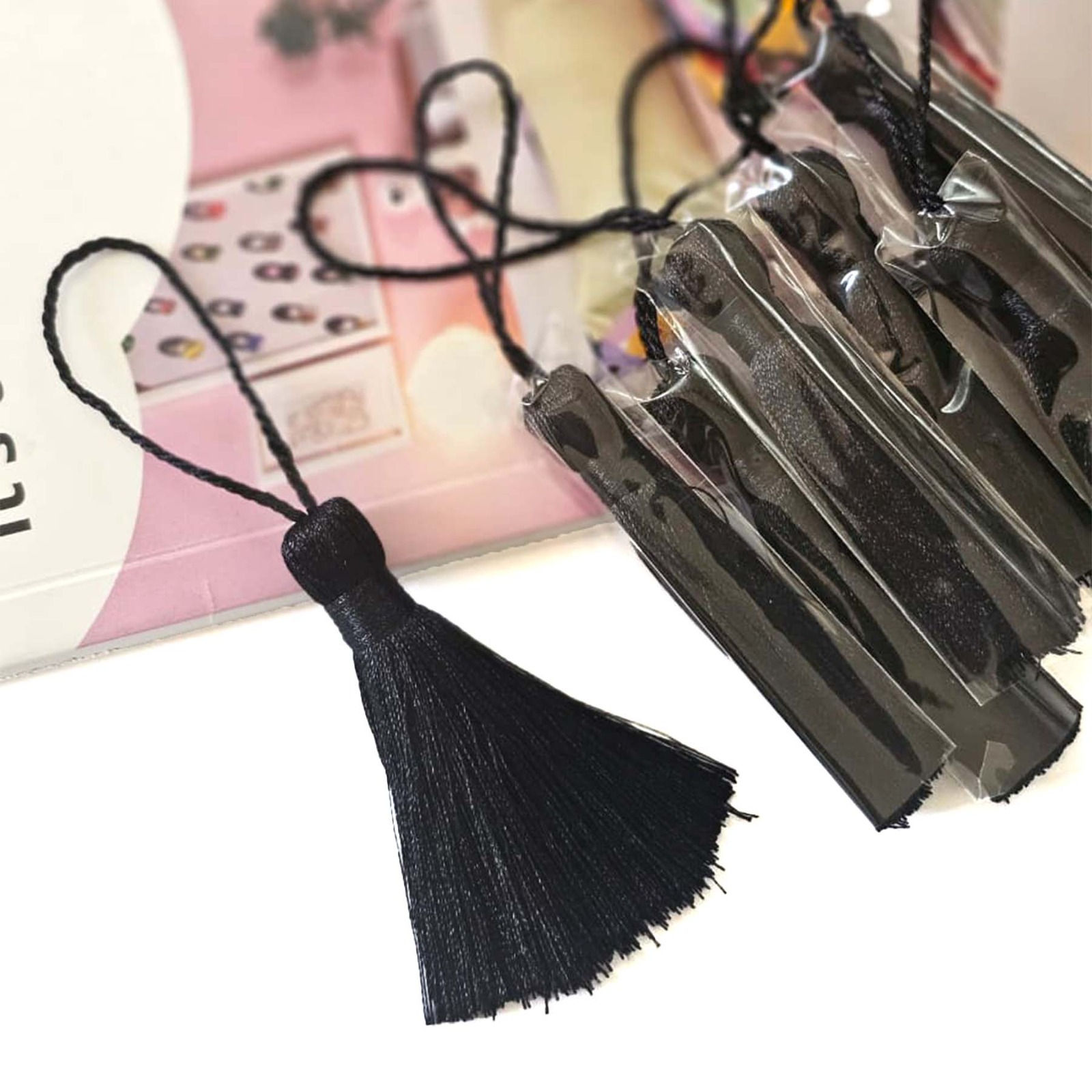 12pcs Black Silky Handmade Soft Tassels For Jewelry Making, DIY Project 12pcs