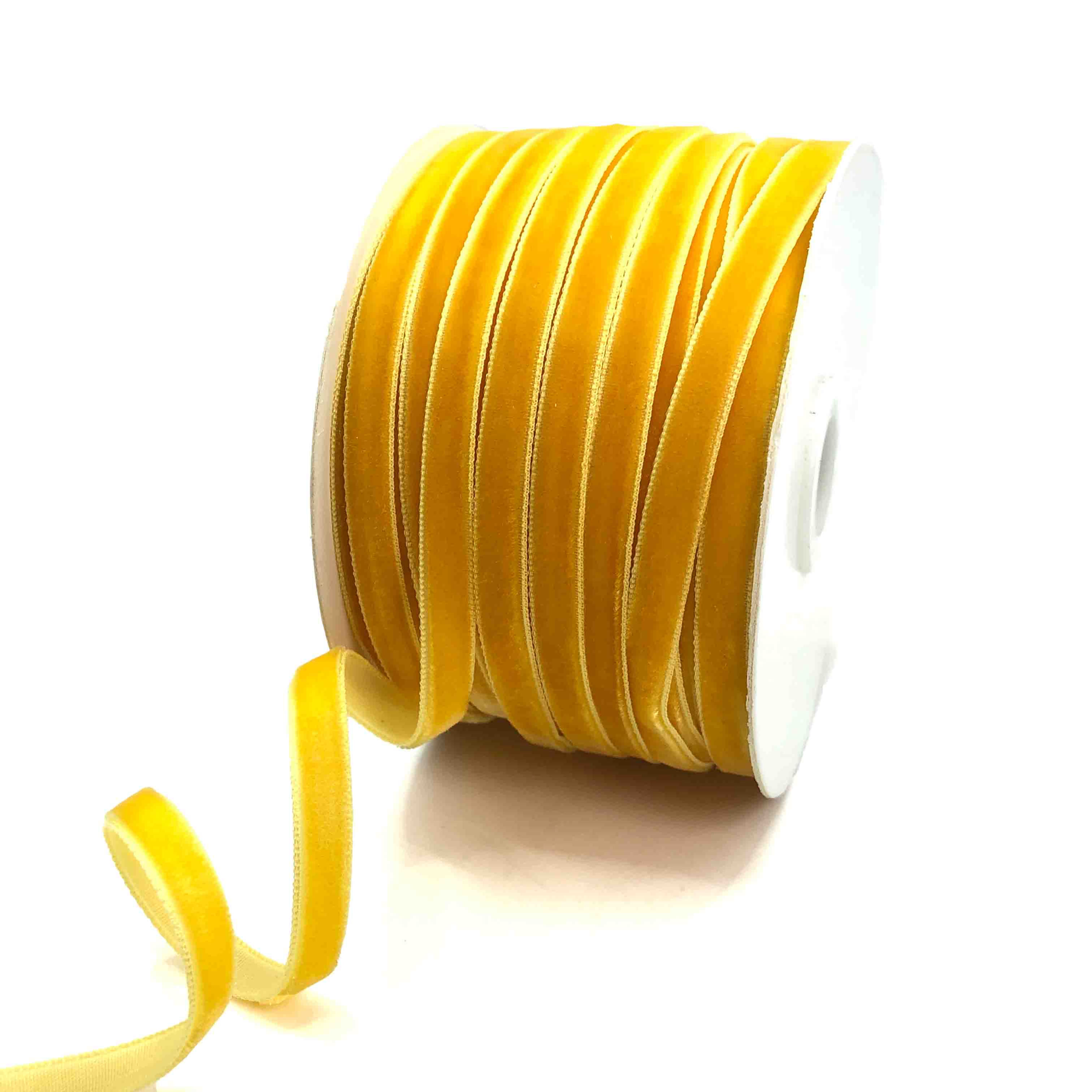 Yellow 1/4" Velvet Ribbon 50Yards for DIY Crafts Sewing Gift Packaging & Decor