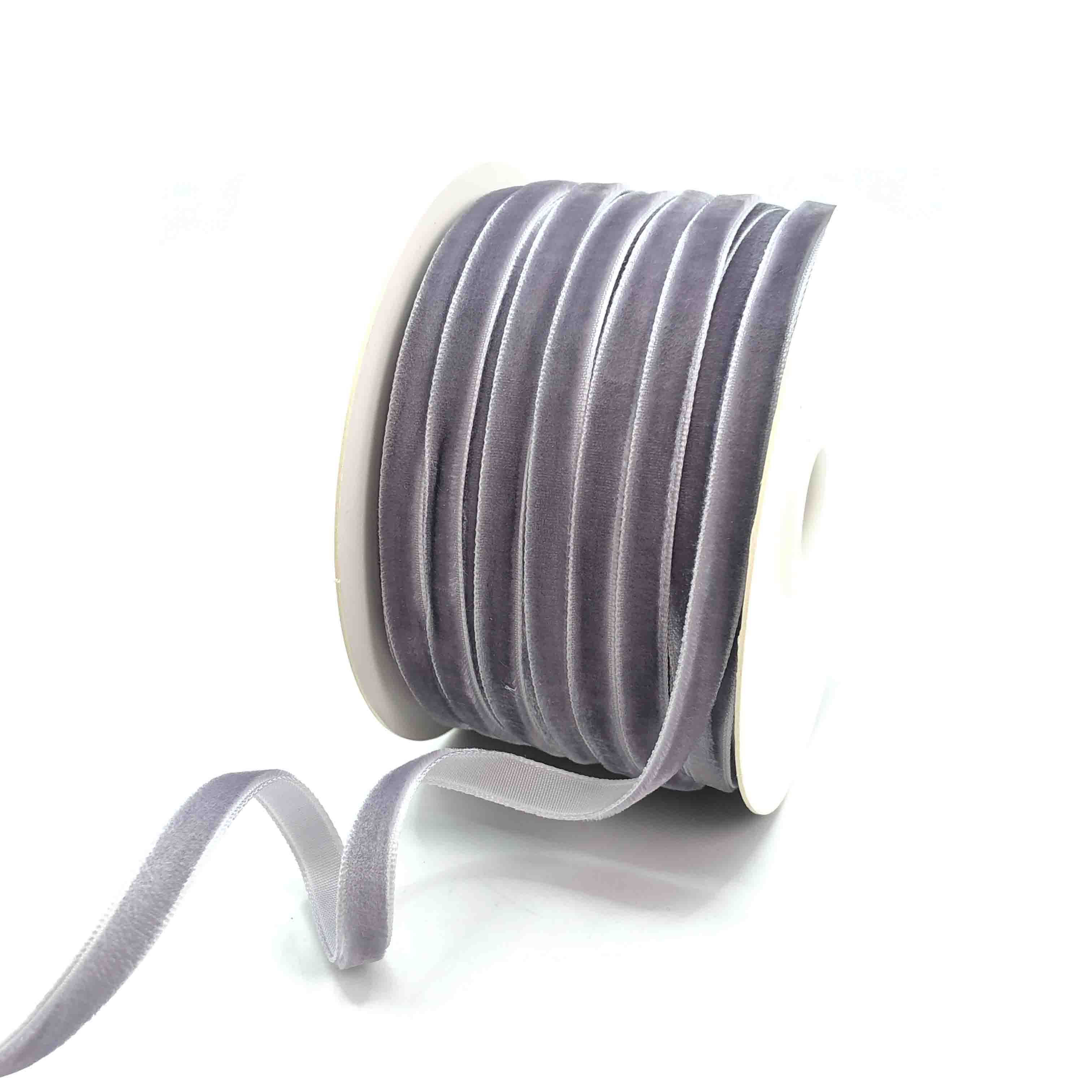 Grey 1/4" Velvet Ribbon 50Yards for DIY Crafts Sewing Gift Packaging