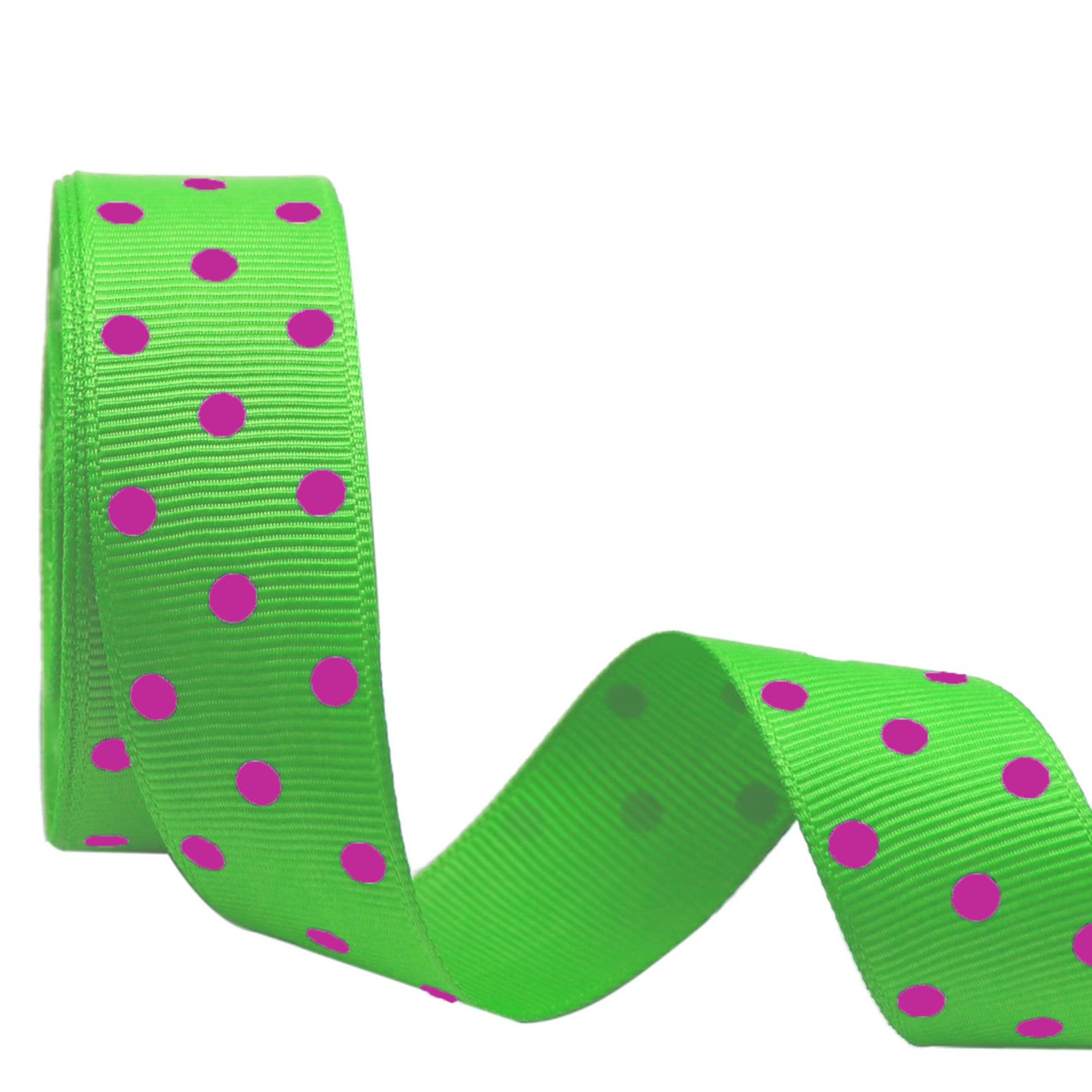 Neon Green Grosgrain Polka Dot Ribbons 1.5"inch 10Yards Roll for DIY Crafts Gift