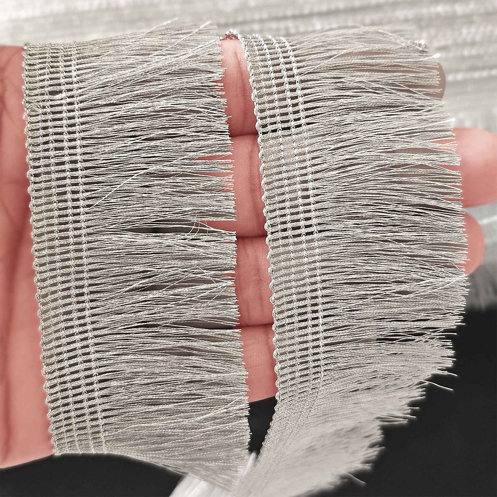 Thumbnail: Silver Fringe Tassel Lace Trim 18 Meters 4cm for Sewing Lampshade Curtain