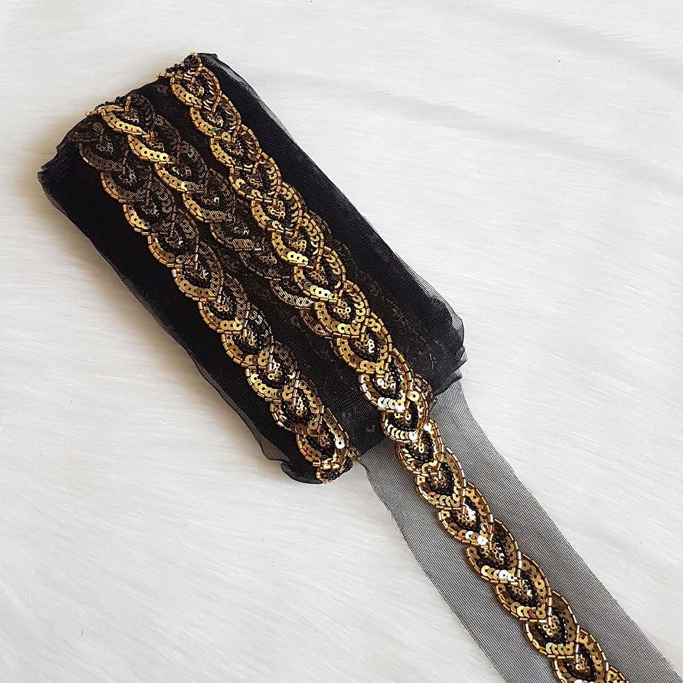 Thumbnail: Gold and Black Embroidery Border Lace