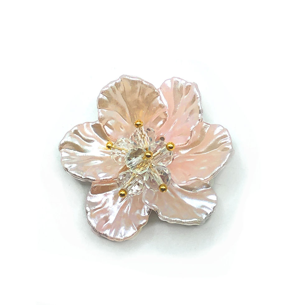 Thumbnail: 6Pcs Peach Acrylic Beaded Flowers 4cm for DIY Crafts Jewelry and Decoration