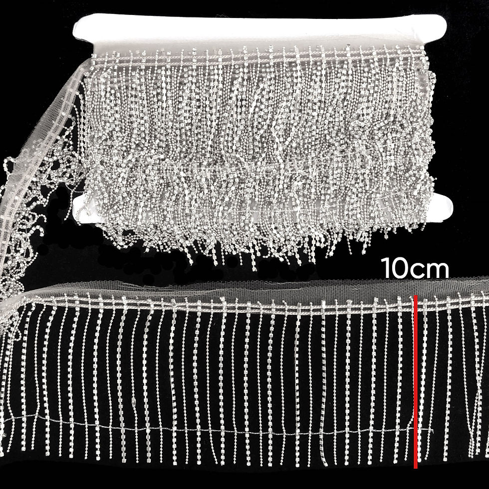 Thumbnail: Silver Rhinestone Fringe Trim Tassel