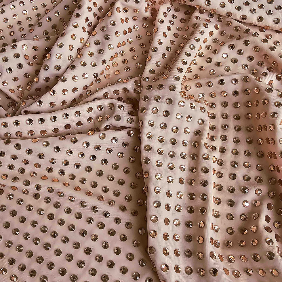 Peach Rhine stone fabric