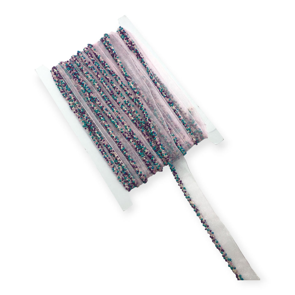 Thumbnail: Multicolored Beaded Border Ribbon Trim