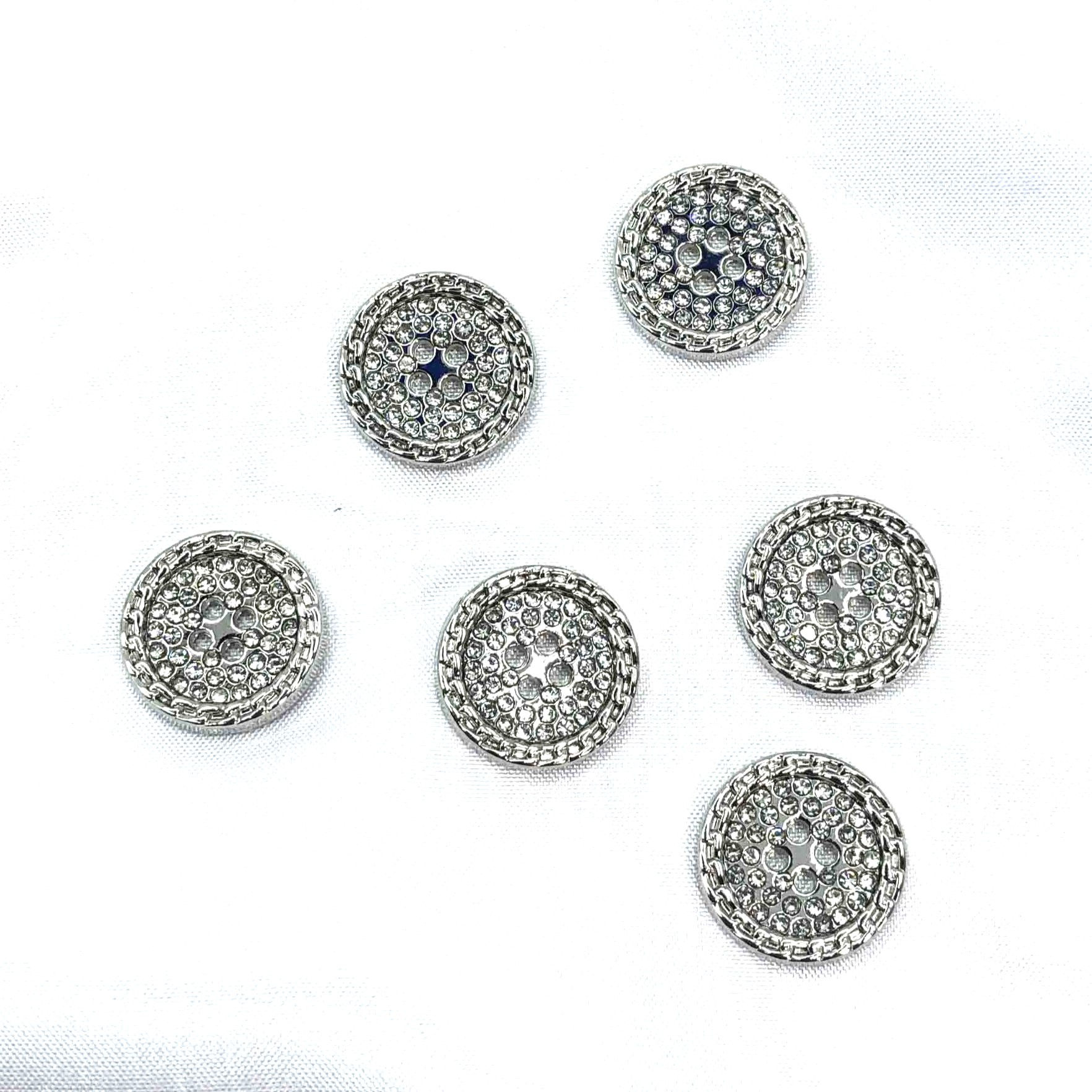 6Pcs Metal Rhinestone Button 12mm/15mm Buttons for DIY Crafts Coat Blazer