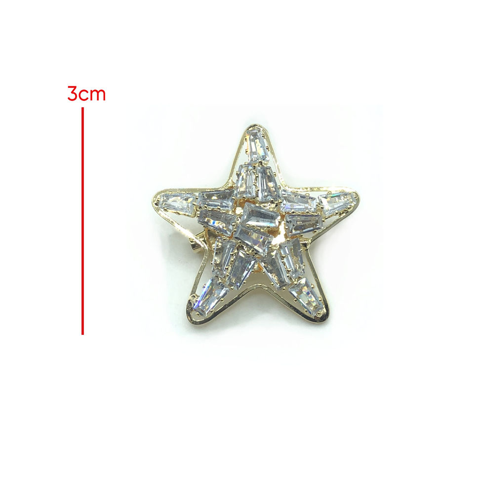 Thumbnail: Crystal Rhinestone Star Brooch Elegant Lapel Pins 3cm for Bridal Jewelry