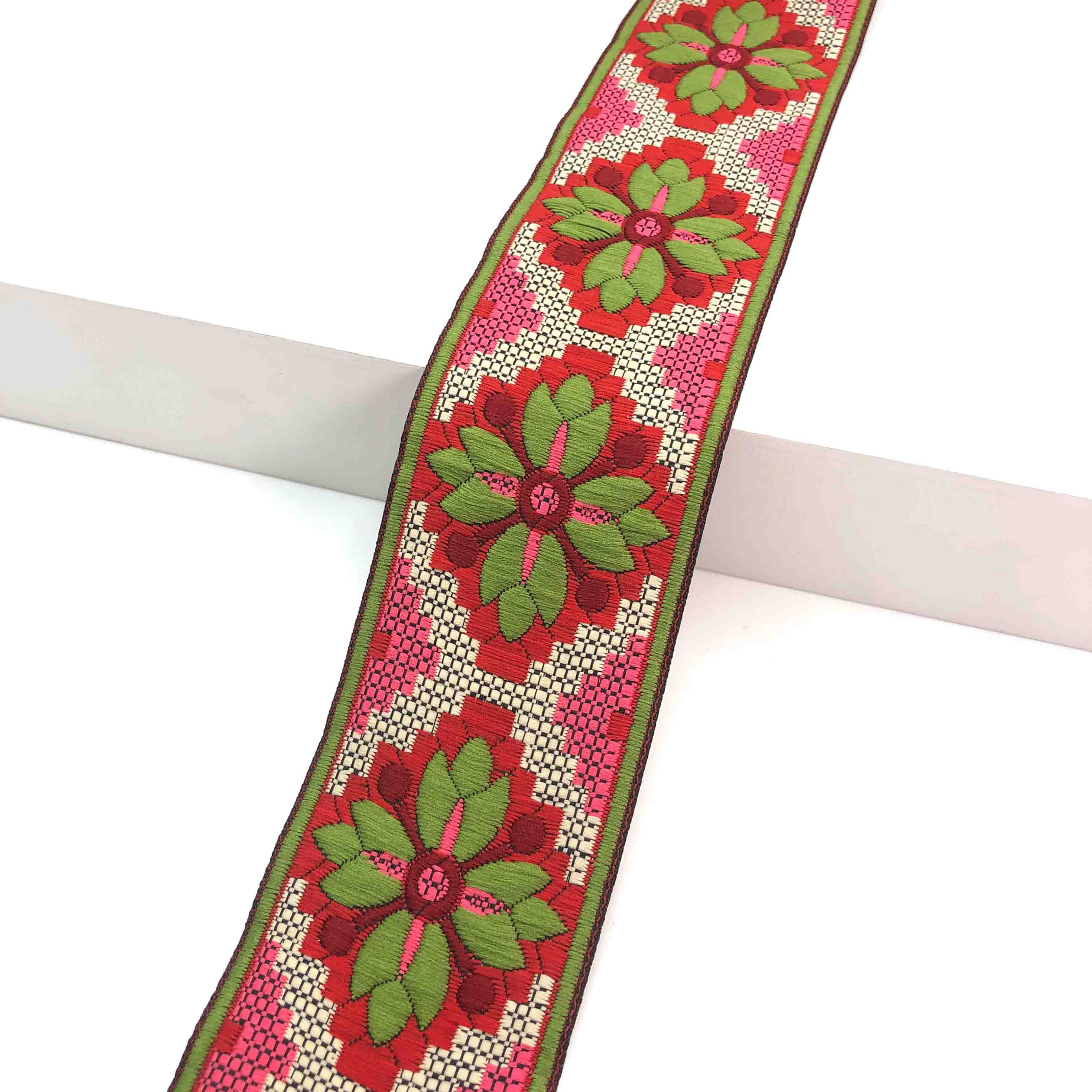 Multicolored Woven Embroidery Jacquard 5cm Border Lace for DIY Crafts Sewing