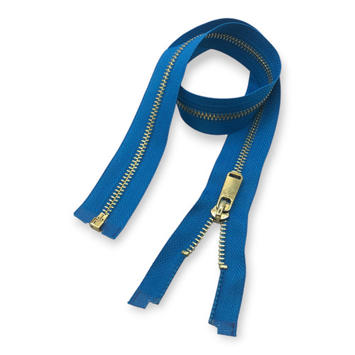 60CM Royal Blue Golden Slider Brass Separating Metal Zipper for Jacket ...