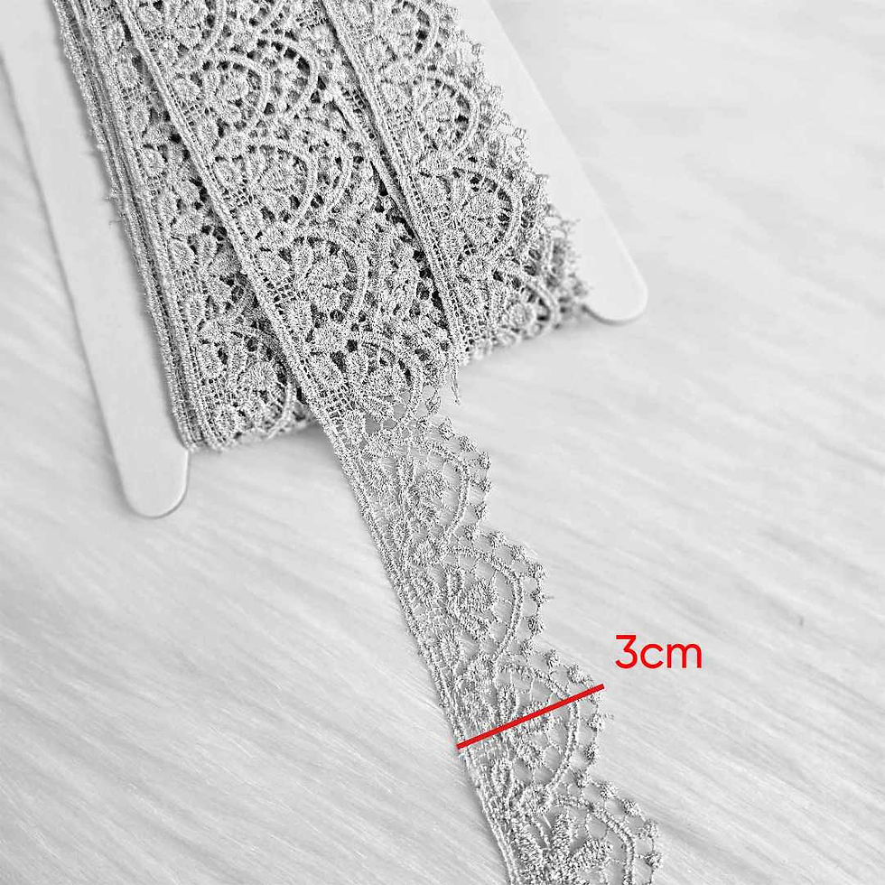 Thumbnail: Silver Metallic Shiny Floral Design Border Lace 3cm Wide for Crafts Sewing