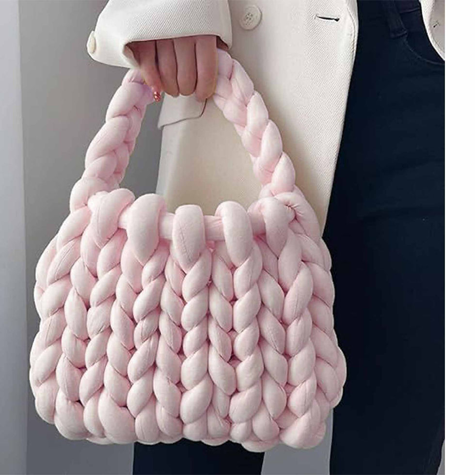 Light Pink Chunky Yarn Bag