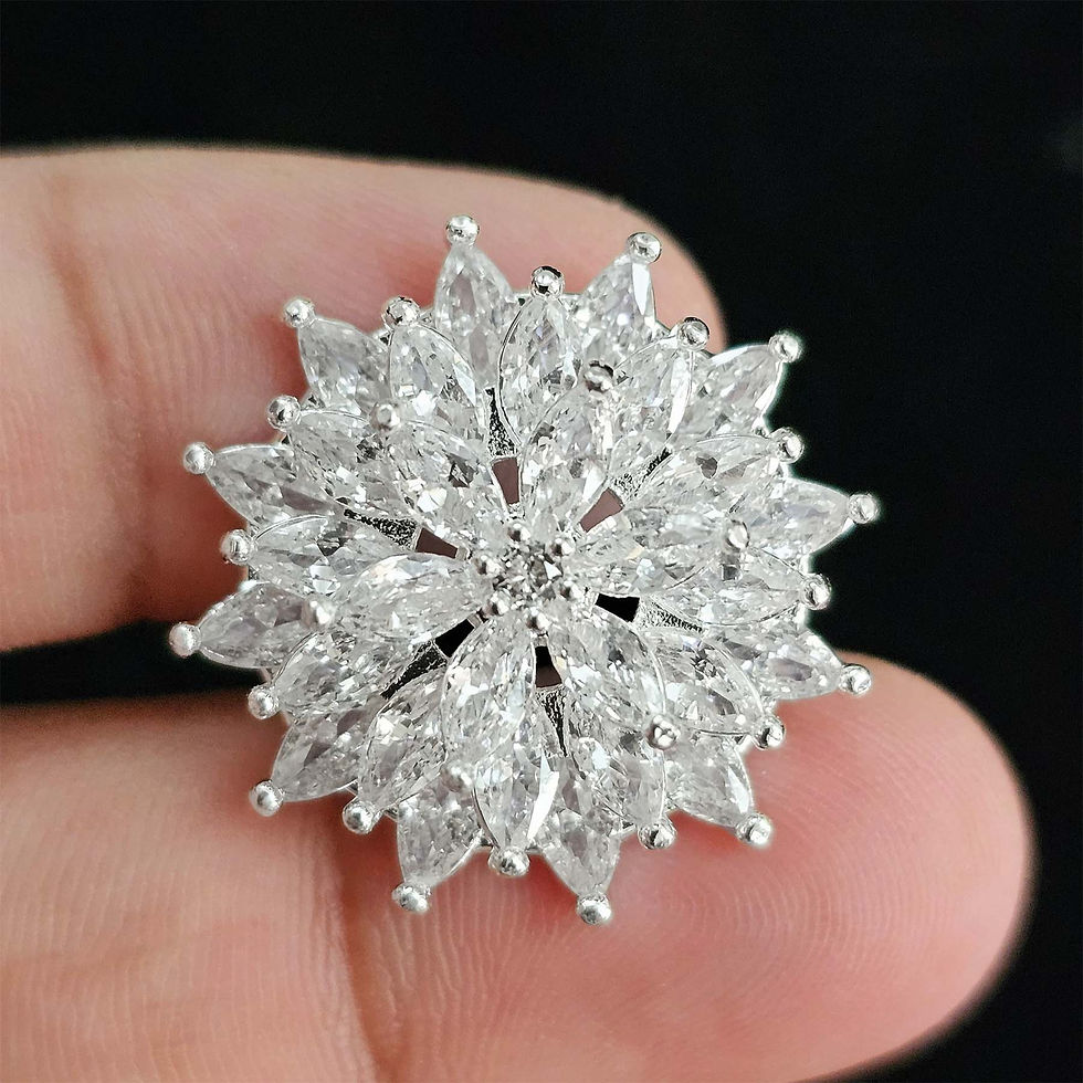 Thumbnail: Silver Zircon Button 25mm Crystal Embellishments Sew on Clothing Buttons