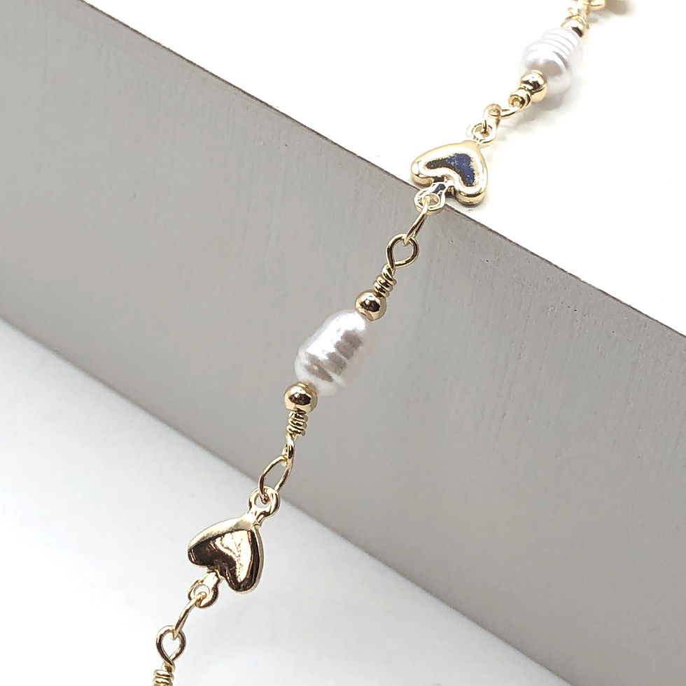 Thumbnail: Pearl heart shape golden chain