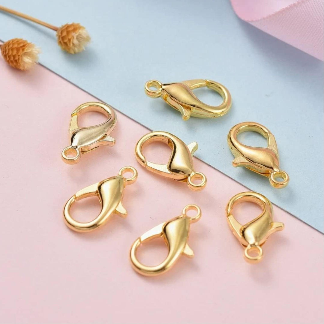 Golden Curved Stainless Lobster Clasps for DIY Craft Jewelry Making Sizes10-21mm