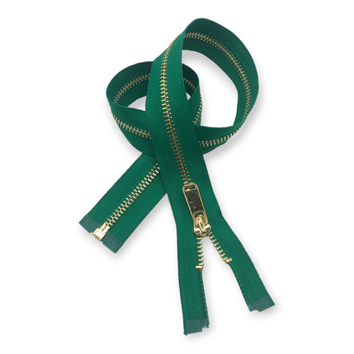60CM Dark Green Golden Slider Brass Separating Metal Zipper for Jacket ...