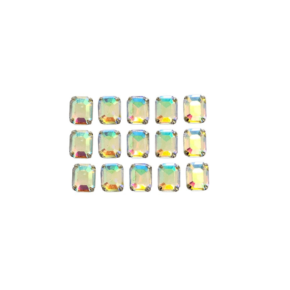 Ab Rainbow Rectangle Shape Crystal Gemstone 10x8mm for Jewelry Crafts Making