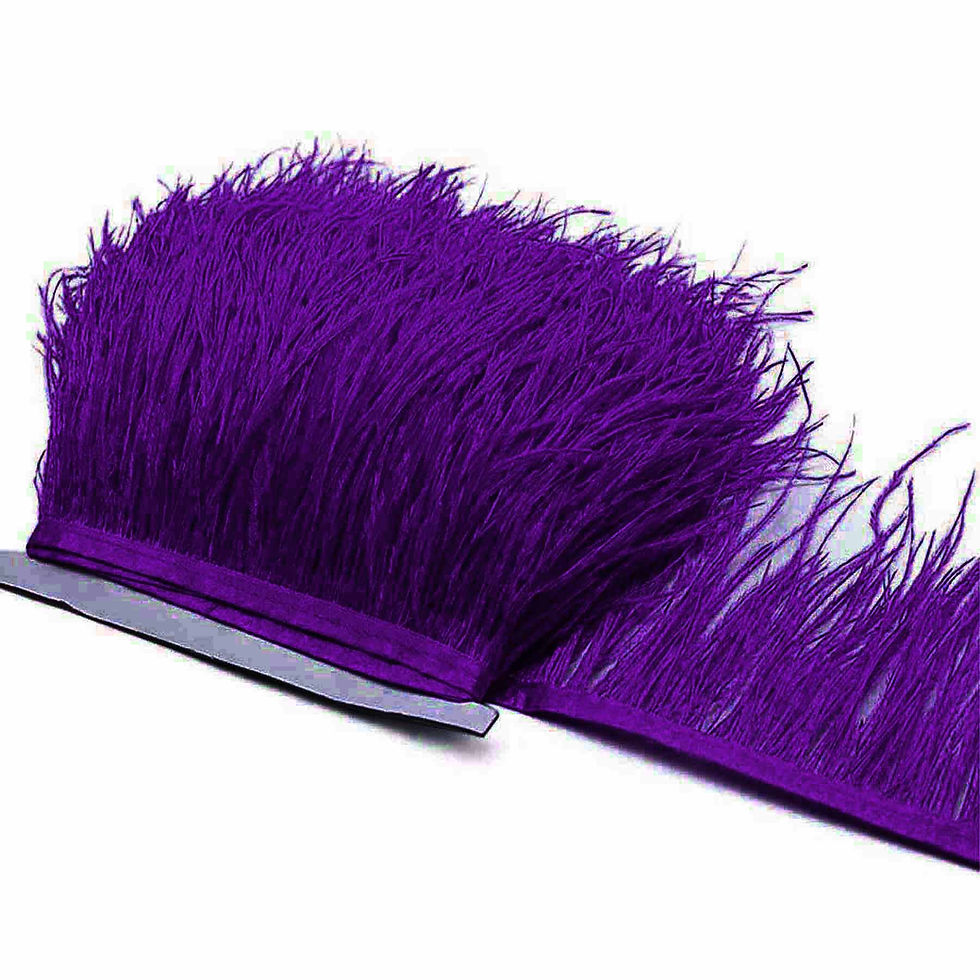 Purple Ostrich Fringe Trim Feather 13-18cm For Crafts Costume and Accessory