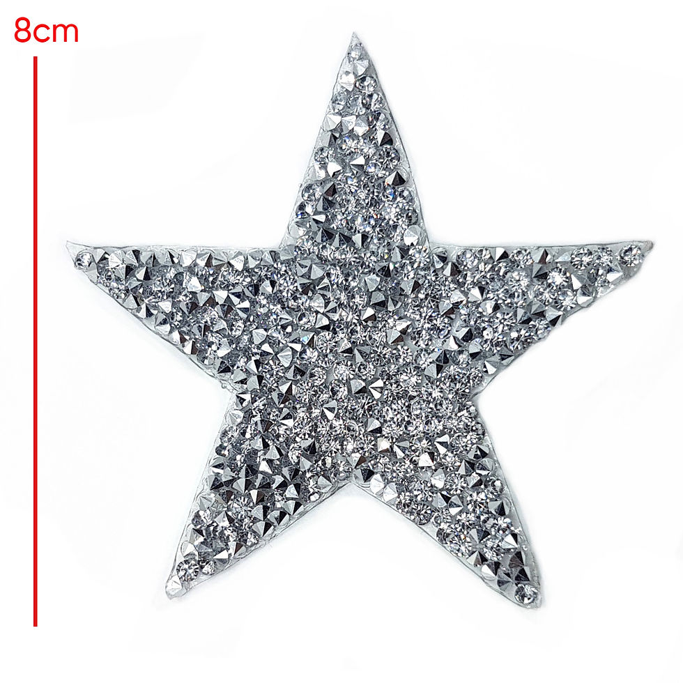 Thumbnail: Silver Rhinestones Iron on Star Shape Patch Applique 8cm for DIY Craft Accessory