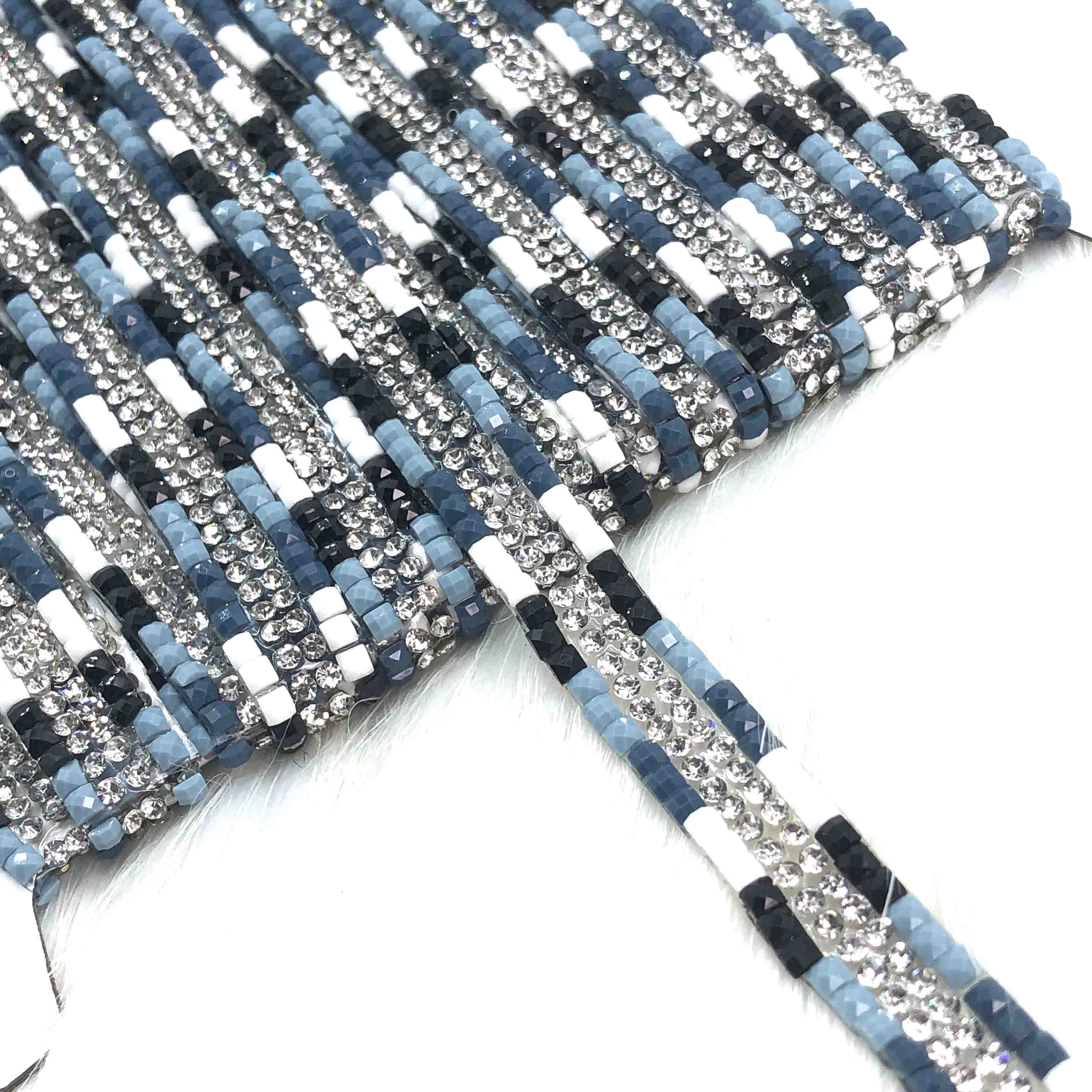 Rhinestone Acrylic Iron on 1cm wide Trim Border Lace for DIY Crafts Jewelry