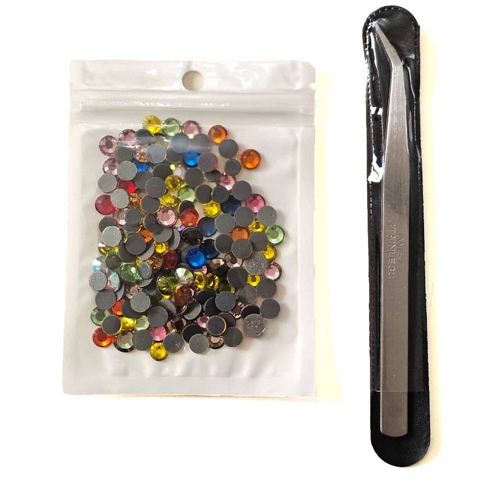 Thumbnail: Big Size Crystal Hotfix Rhinestone Mixed Color 144pcs Flatback Round with Tweeze