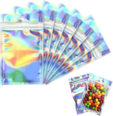 Ziplock Bag Creative Holographic Flat Multi-use Jewelry Bag 100Pcs Multi-use