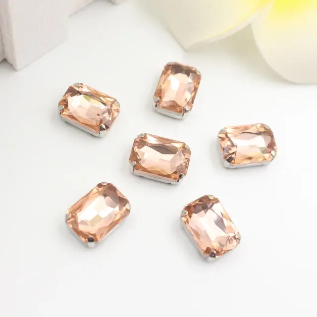 Light Peach rectangle crystal