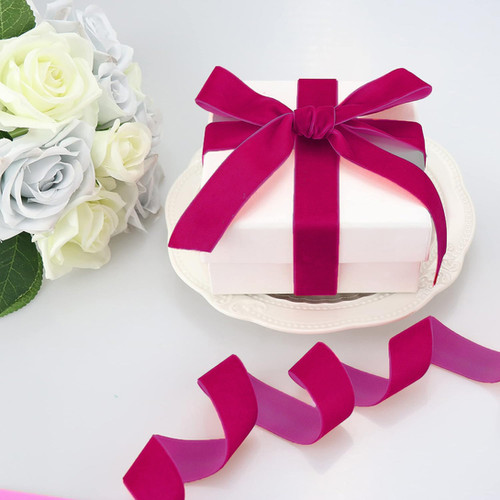 ☆TATIANA☆ Rose Quilted Velvet Ribbon Hairpin HB0098 Fuchsia Color 1
