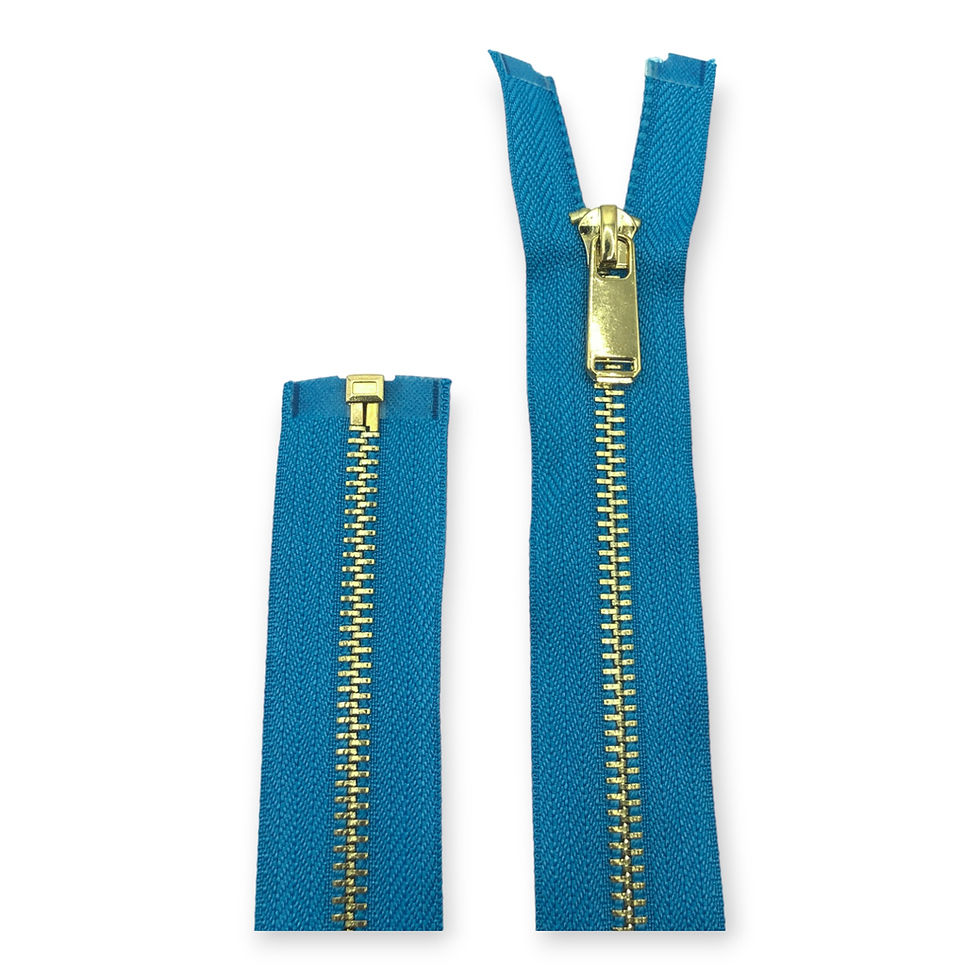 Thumbnail: 60CM Blue Golden Slider Brass Separating Metal Zipper for Jacket Sewing