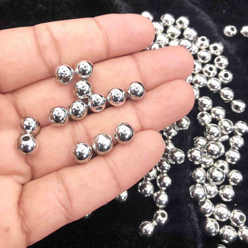 Thumbnail: 8mm Silver Round Pearl Loose Beads for DIY Crafts Bracelet Jewelry Making