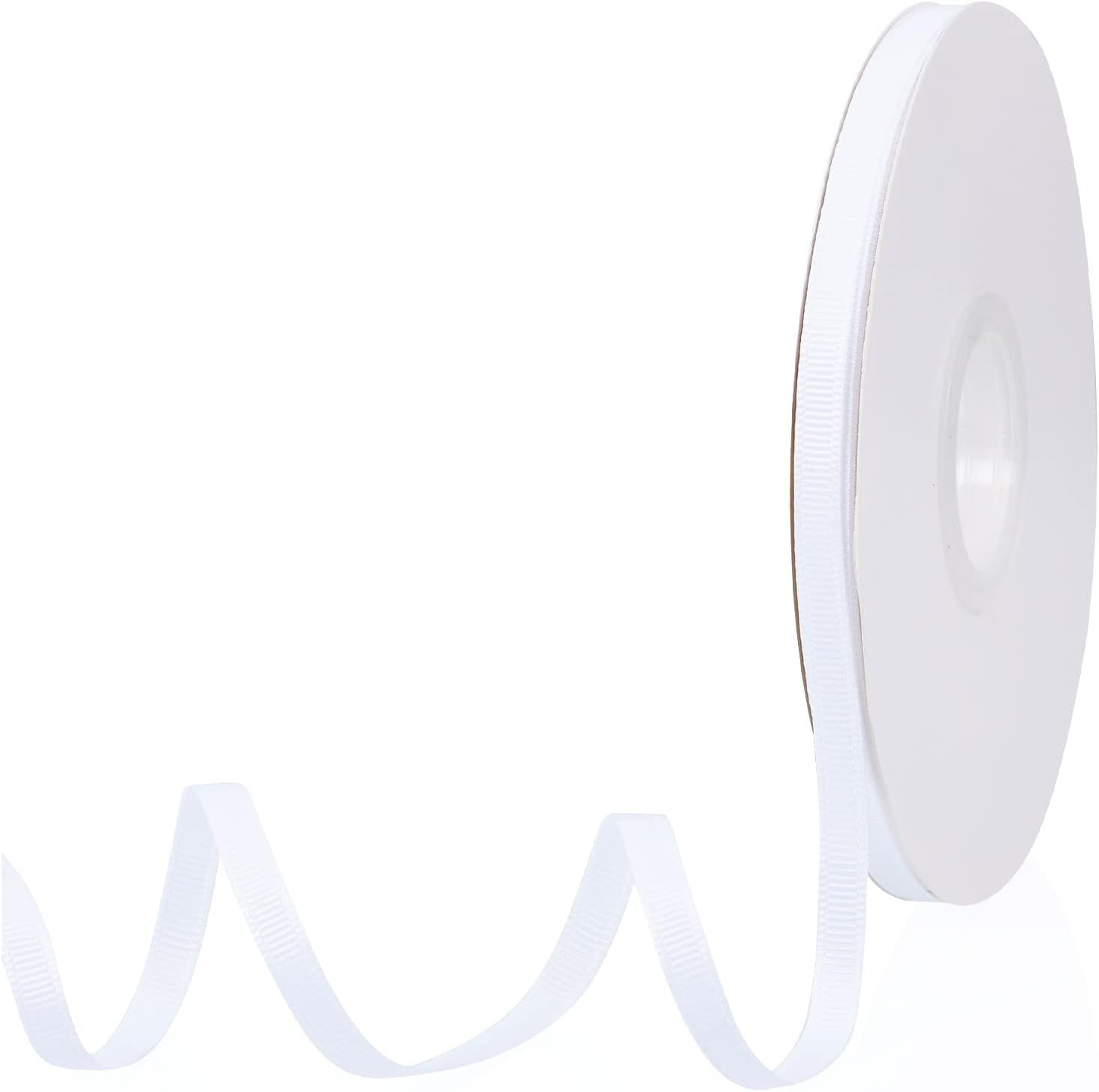100Yards White 1/4" Grosgrain Ribbon for DIY Craft and Gift Packaging