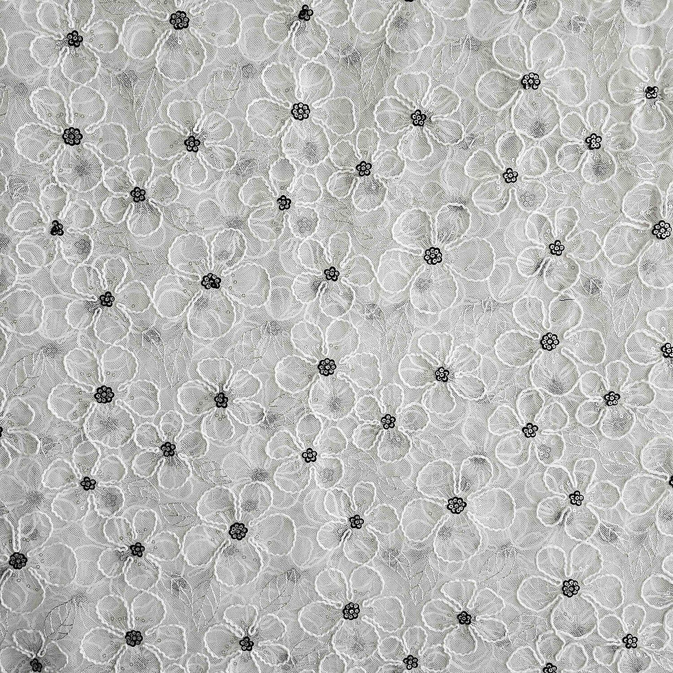 Thumbnail: White Thread Embroidery 150cm Width Tulle Fabric for Sewing Party Wedding