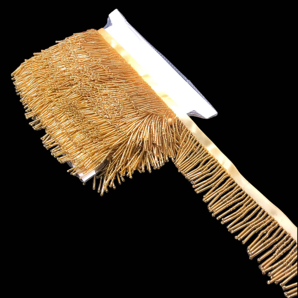 Golden embroidery border lace fringe