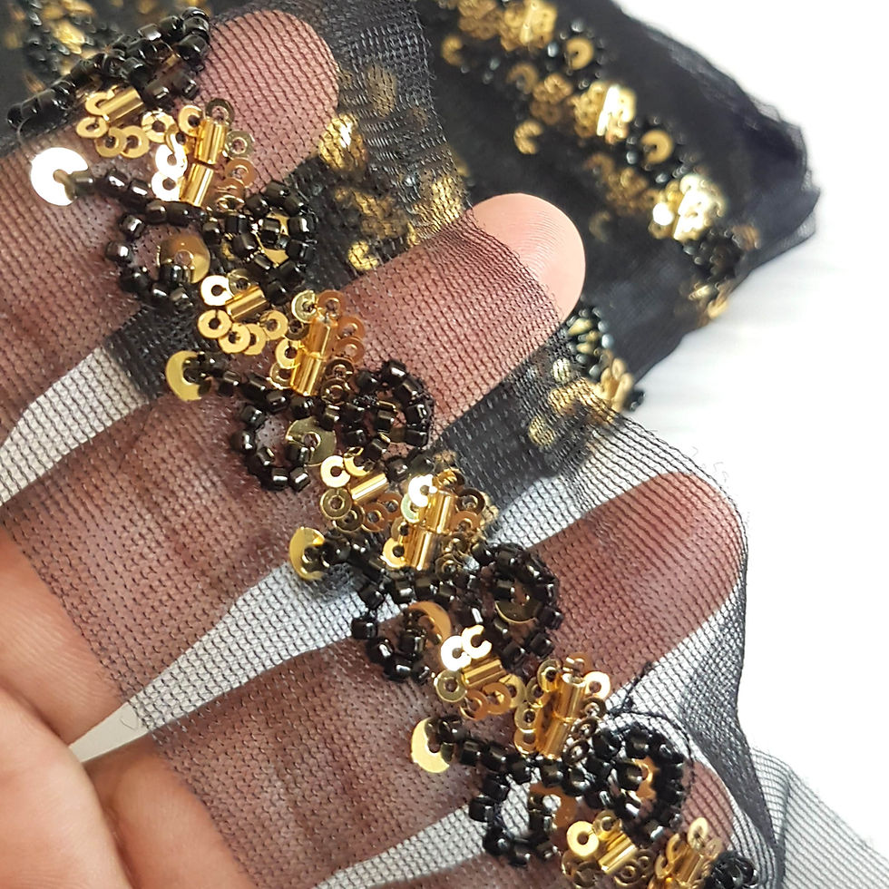 Black and Gold beaded Embroidery Border lace
