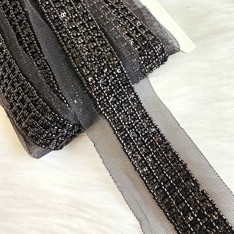 Black Beads Embroidery Border lace