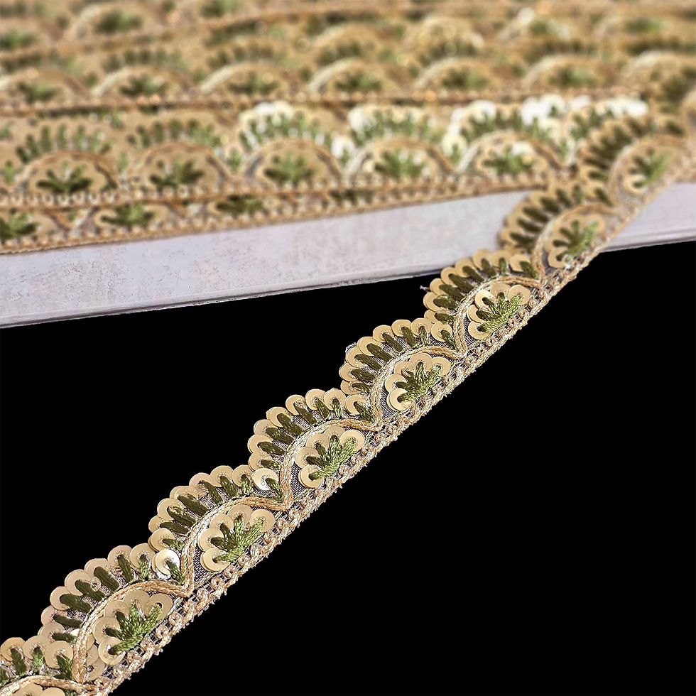 Thumbnail: Olive Green Embroidery Lace