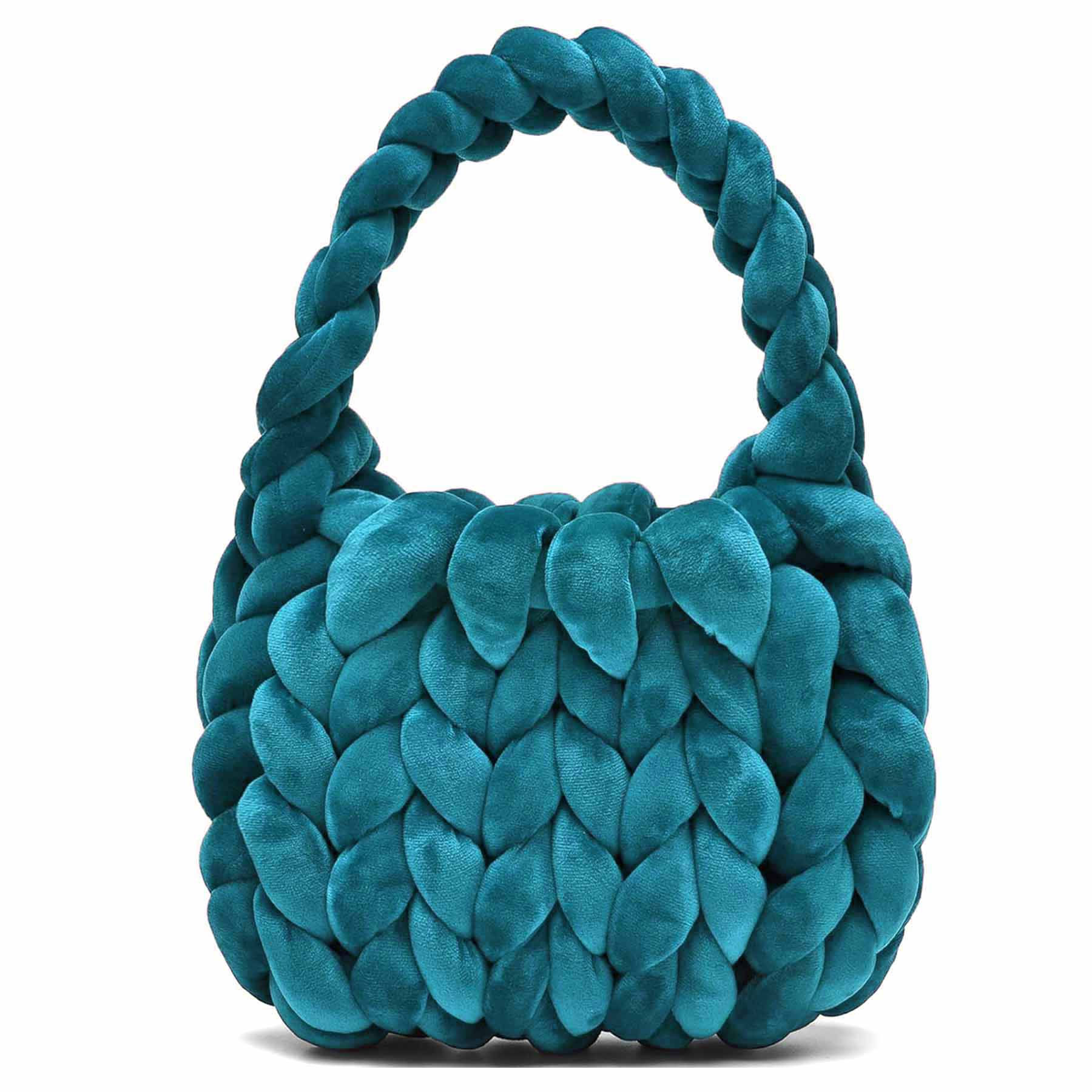 Teal Blue color chunky yarn bag