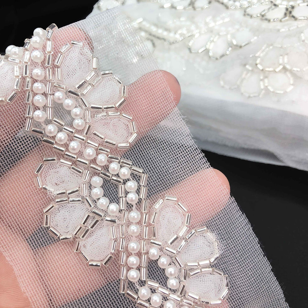 White hand embroidery border lace