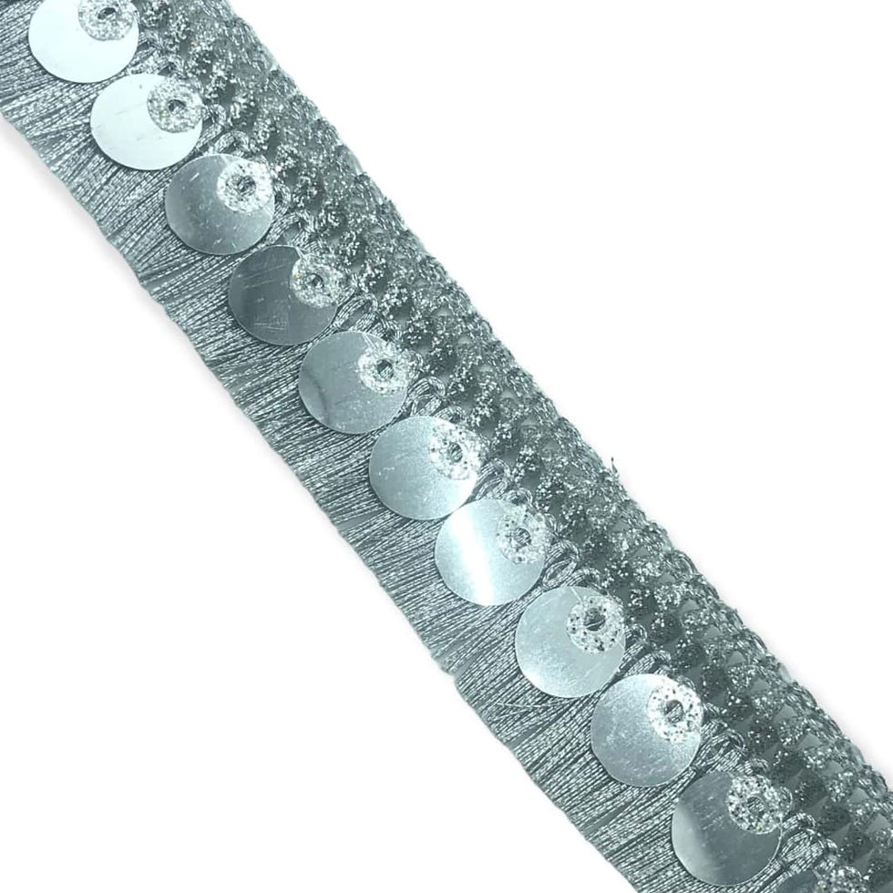Silver Sequins Frill Border lace