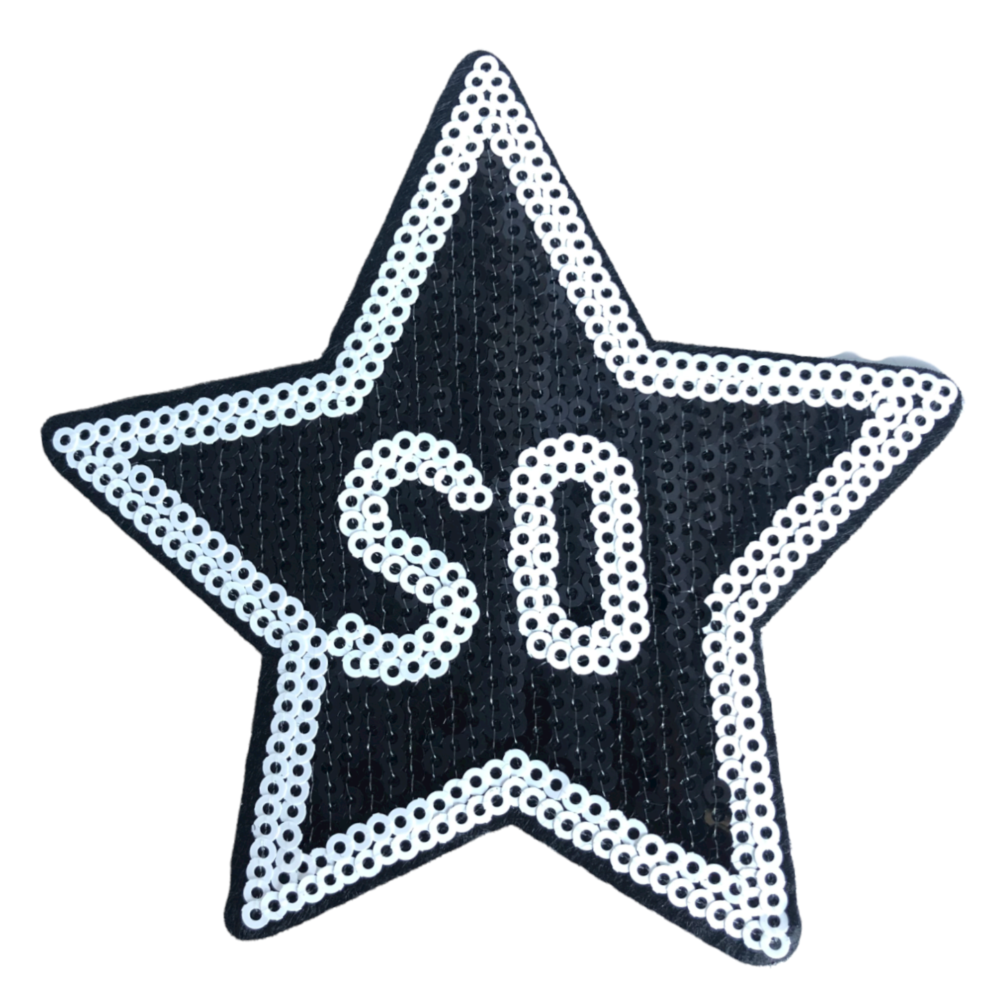 Black and White Sequins Embroidered Star Patch Applique