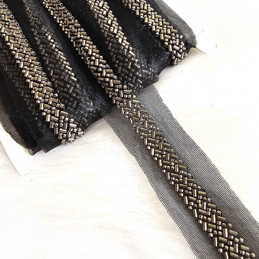 Grey Embroidery Border lace