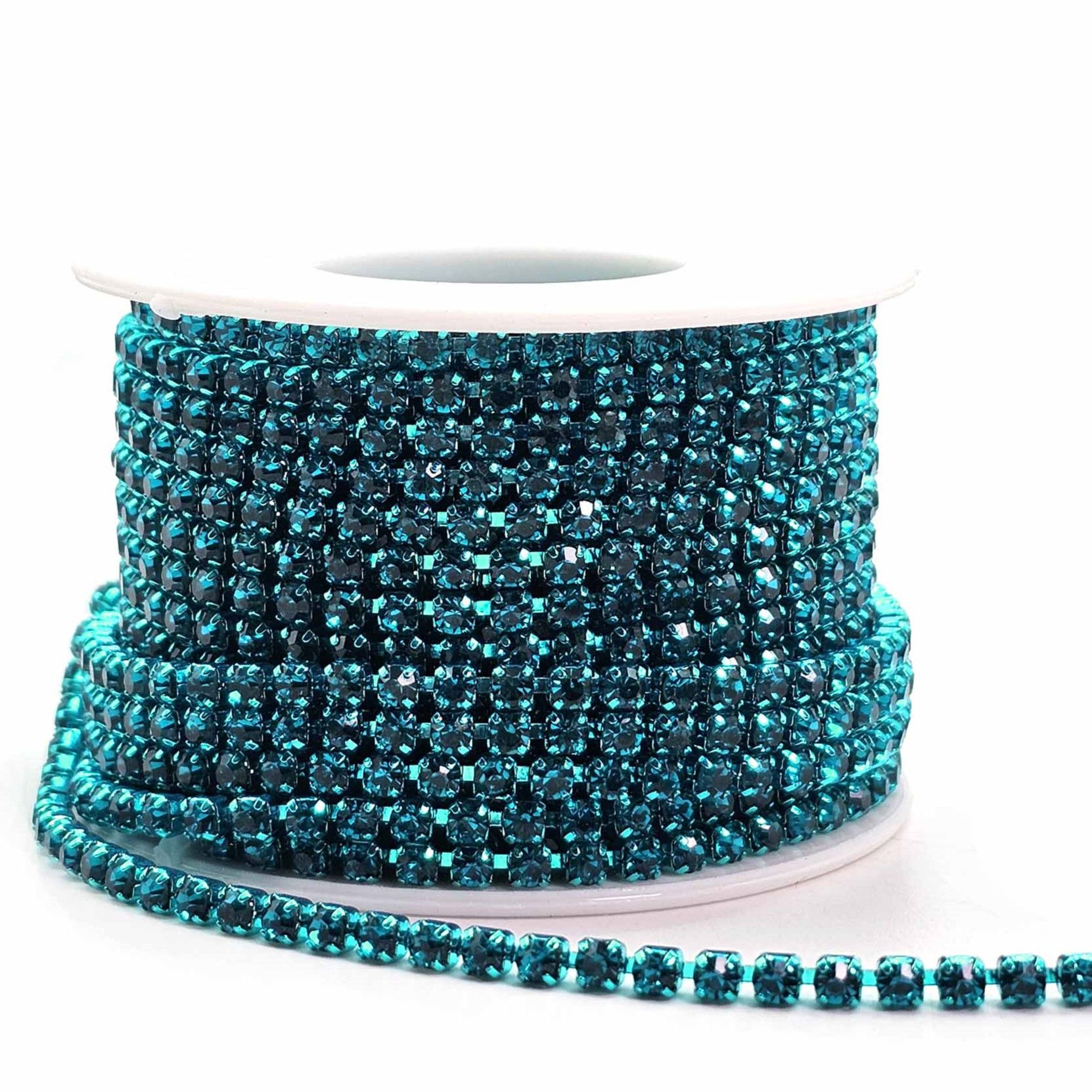 Blue Zircon 10Yards 3mm Crystal Rhinestone Chain for DIY Jewelry Making