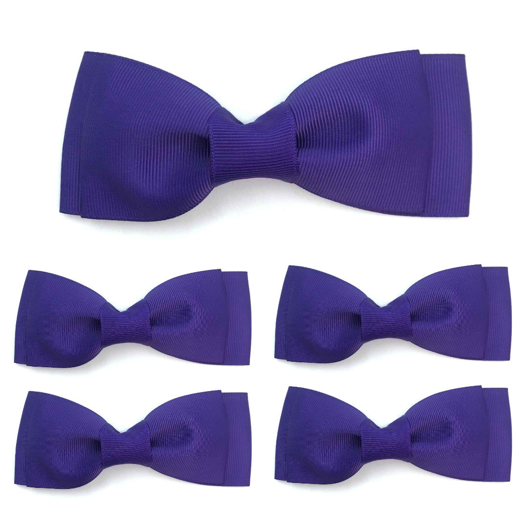 Purple Grosgrain Ribbon Bowtie 5pcs 12cm Headband for DIY Crafts Fashion Decor
