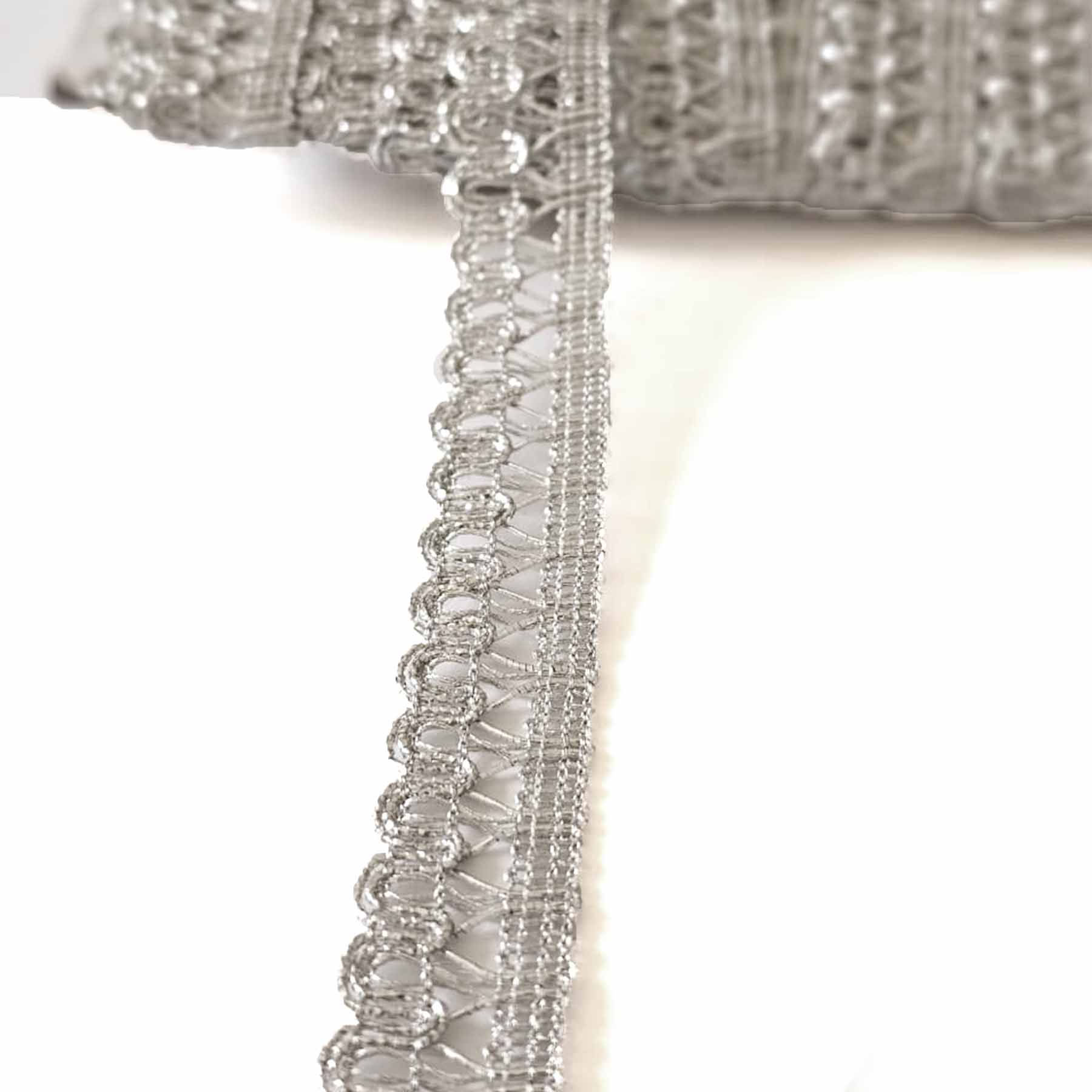 Silver Shiny 18Meters 1.5cm Border Lace Fringe Ribbons for Crafts Costume DIY