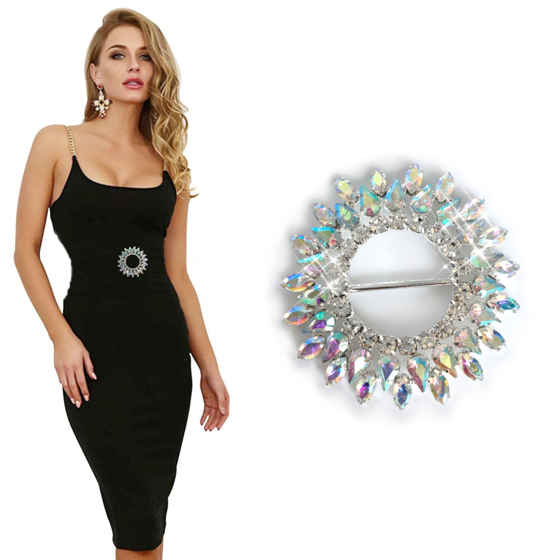 AB Crystal Belt Buckle