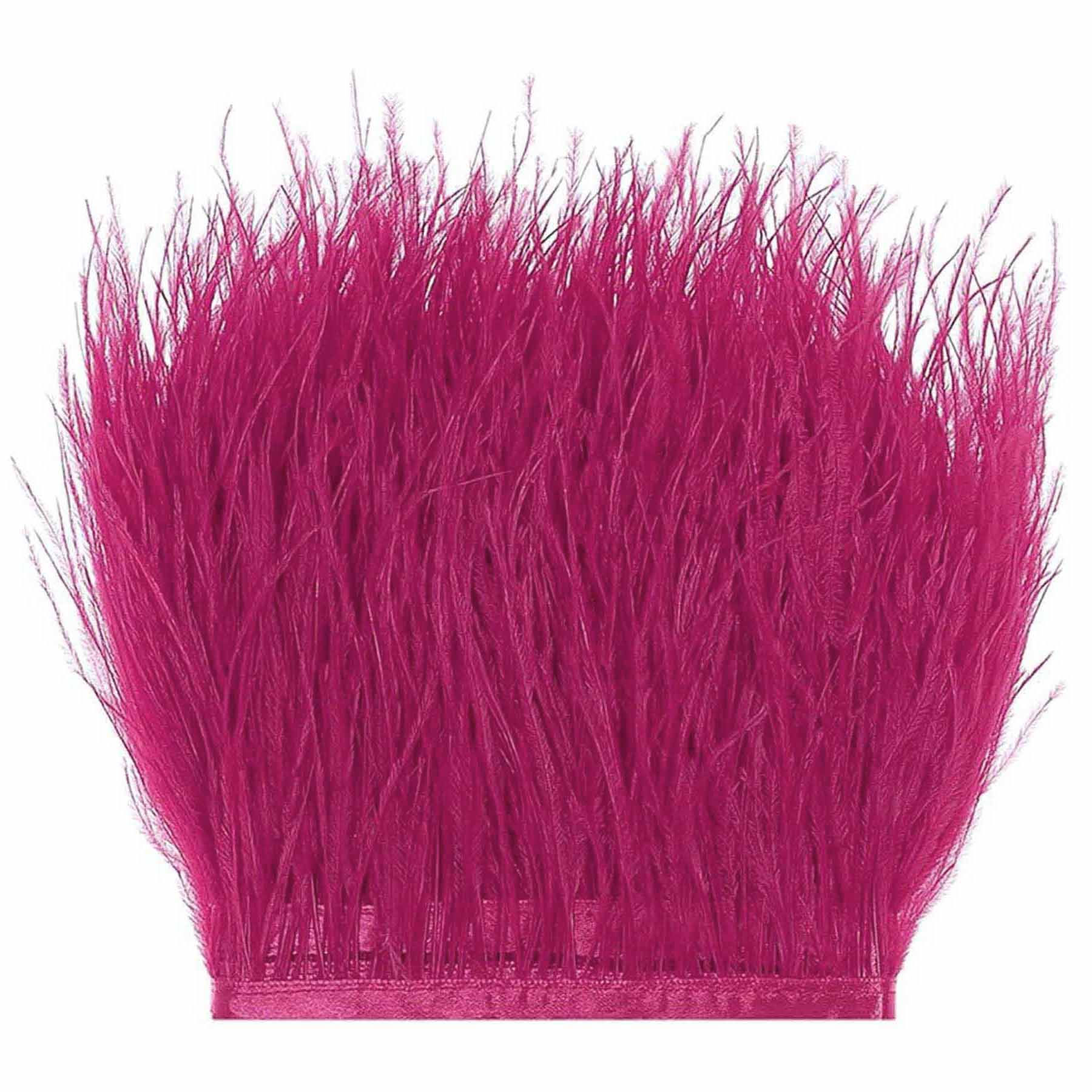 Fuchsia Ostrich Fringe Trim Feather 13-18cm For Crafts Costume and Accessory