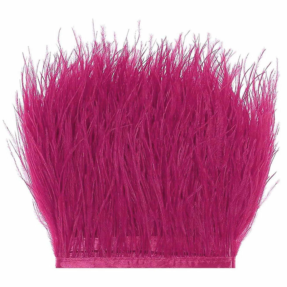 Fuchsia Ostrich Fringe Trim Feather 13-18cm For Crafts Costume and Accessory