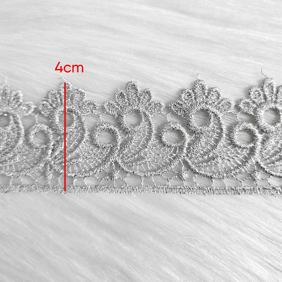 Thumbnail: Silver Metallic Shiny Floral Design Border Lace 4cm Wide for Crafts Sewing